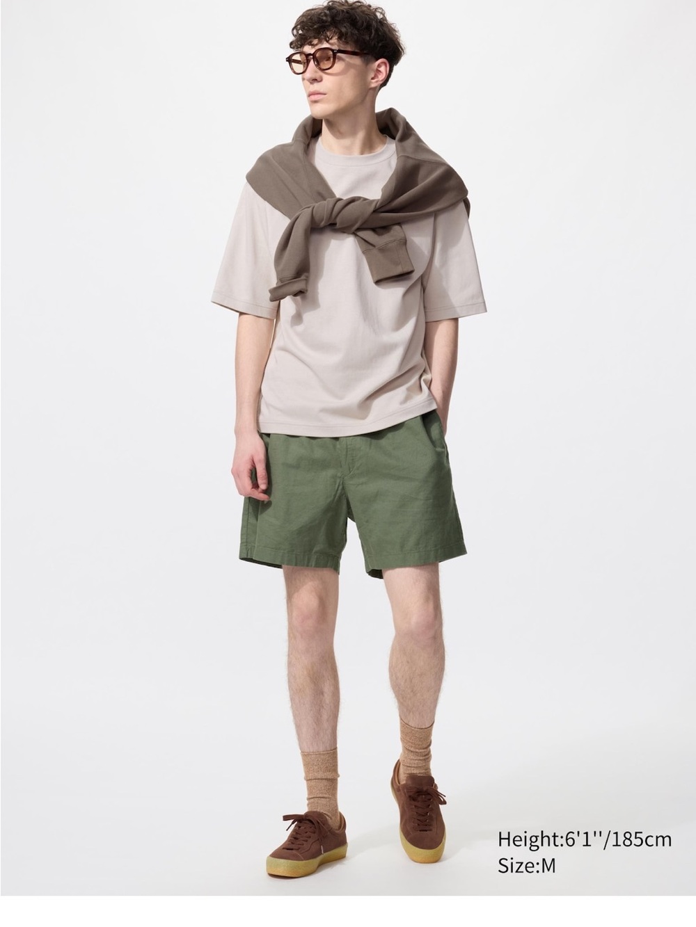 Uniqlo Men's Olive Green Flat-Front Shorts